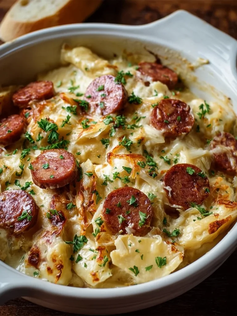 Crock Pot Pierogi Casserole with Kielbasa