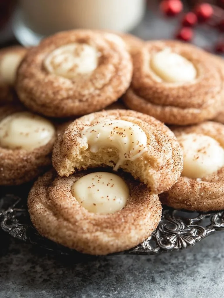Eggnog Snickerdoodle Thumbprint Cookies