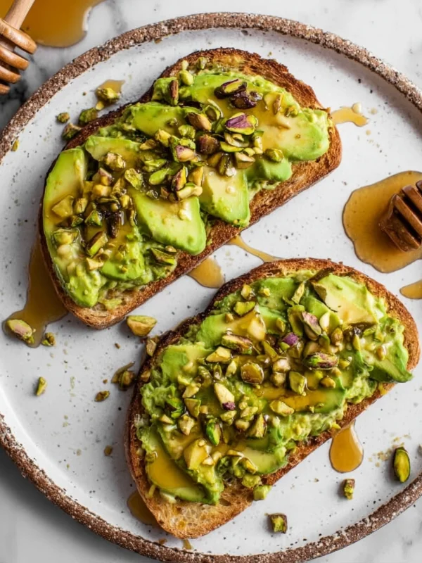 Fancy Avocado Toast with Pistachios and Honey