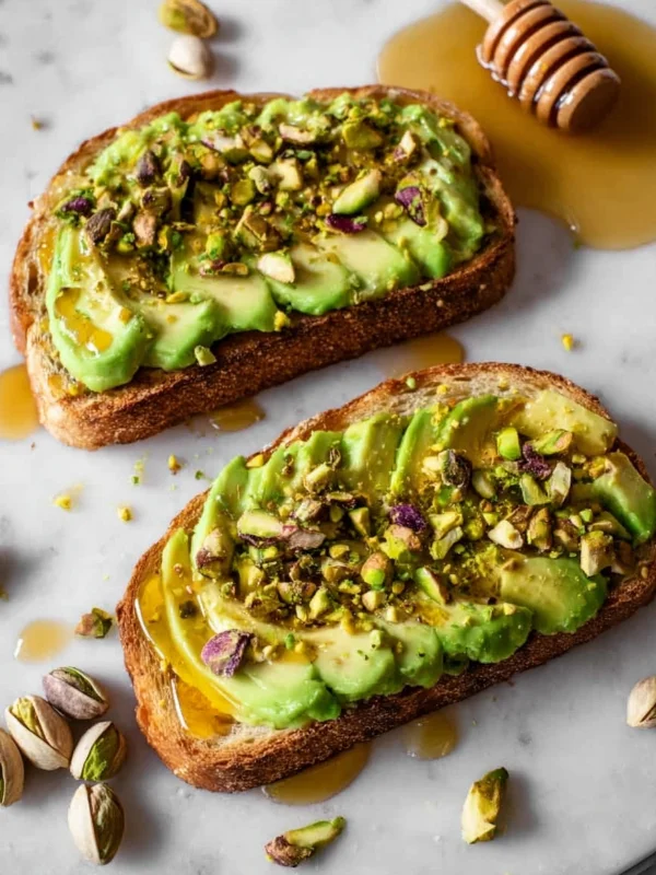 Fancy Avocado Toast with Pistachios and Honey