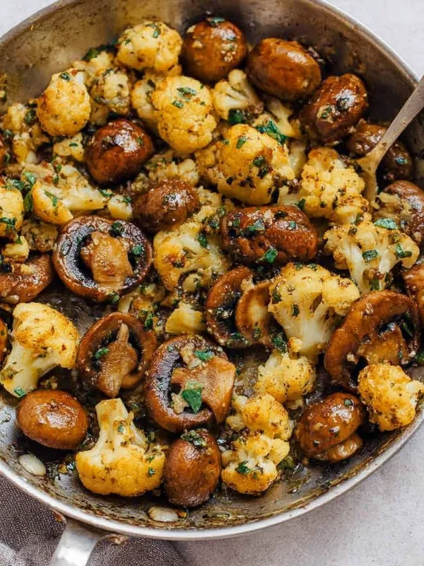 Garlic Butter Mushrooms Cauliflower Skillet