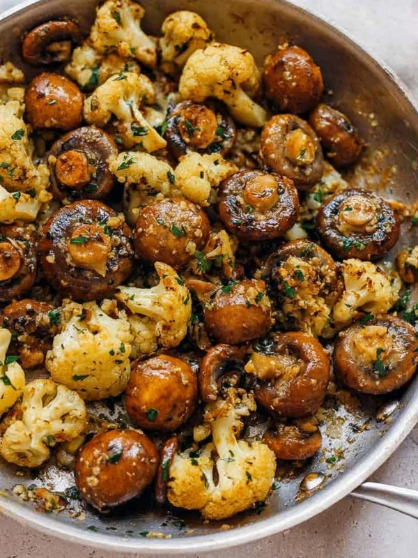 Garlic Butter Mushrooms Cauliflower Skillet