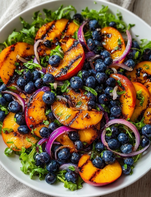 Grilled Peach Blueberry Salad