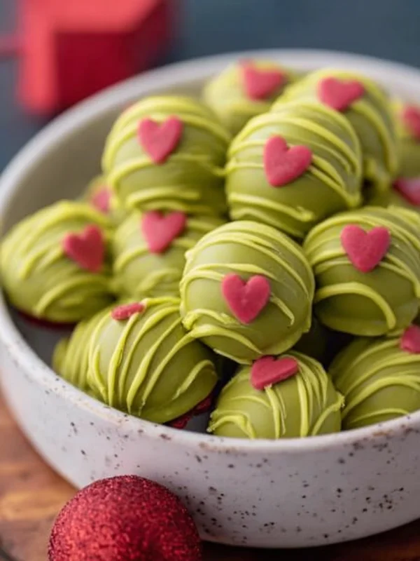 Grinch Oreo Balls with Red Velvet Oreos