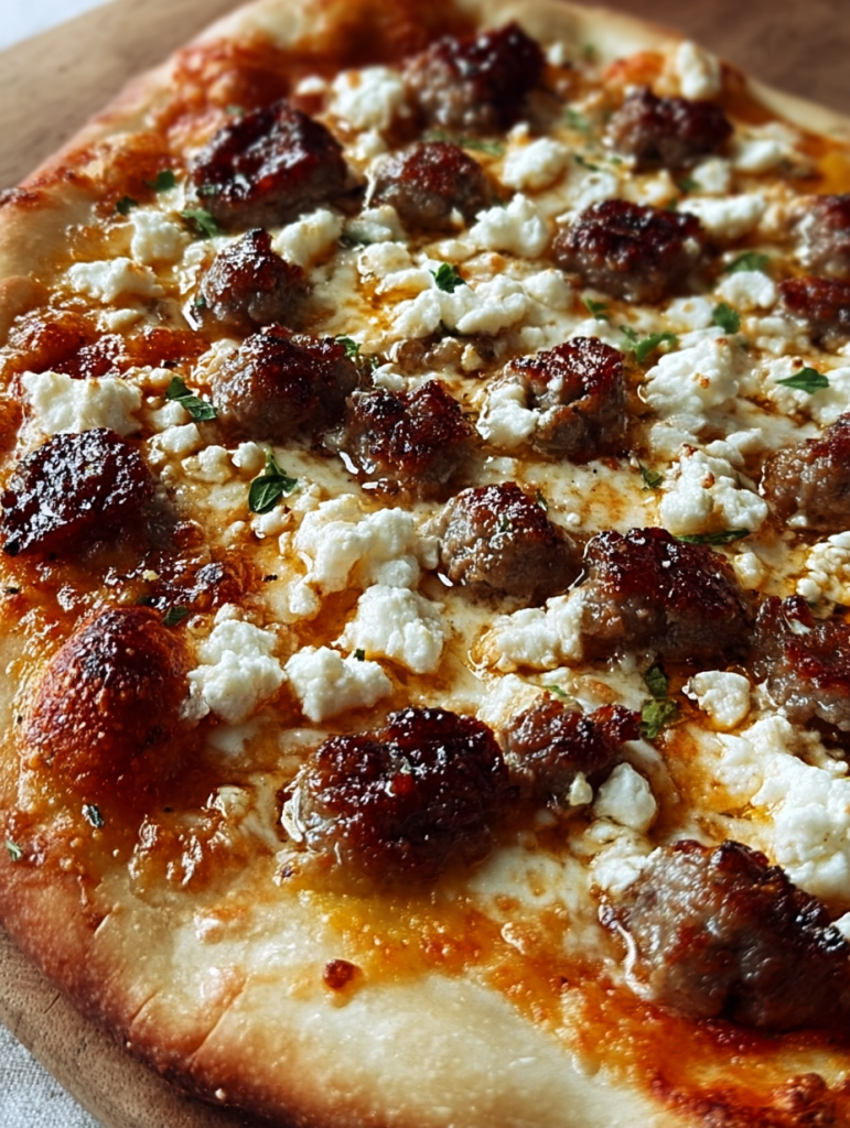Hot Sausage Feta Honey Pizza