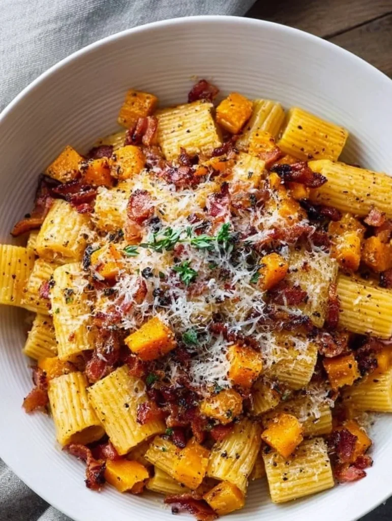 Pumpkin, Bacon & Caramelized Onion Pasta