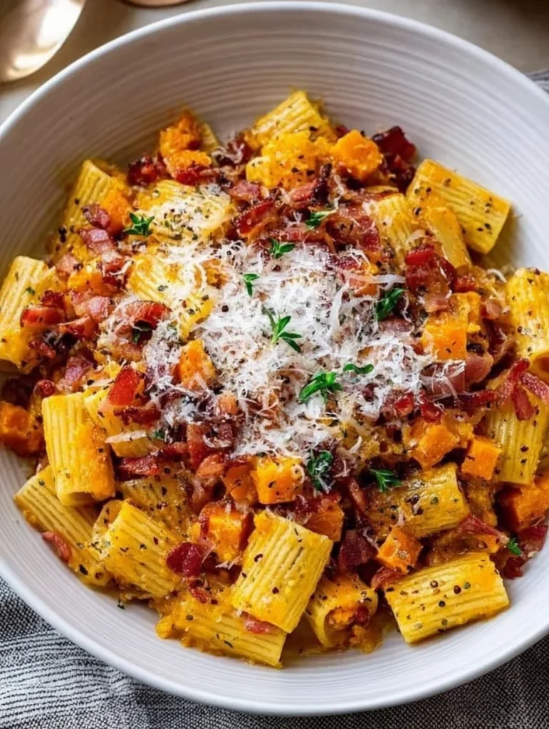 Pumpkin, Bacon & Caramelized Onion Pasta