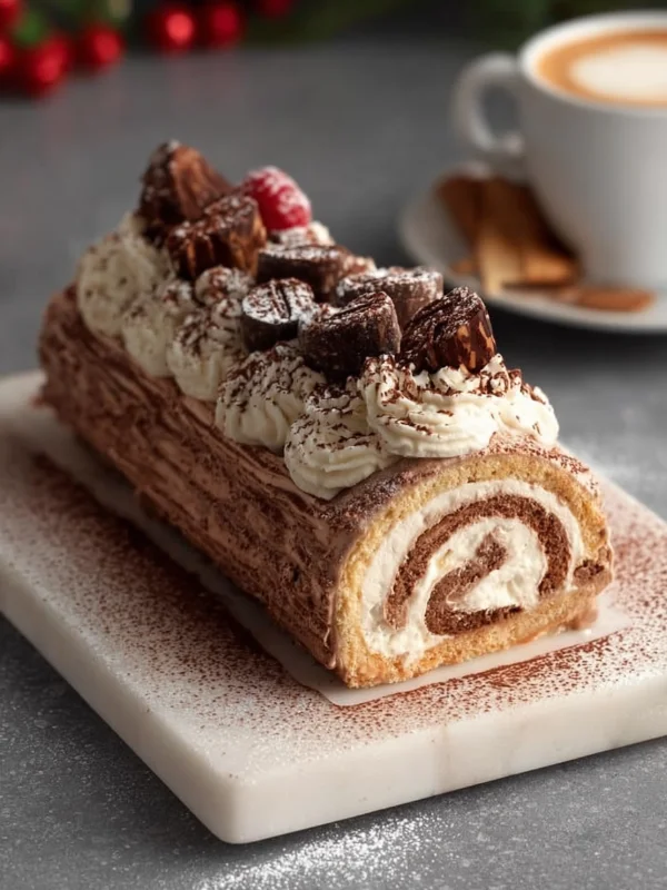 Quick Tiramisu Yule Log Cake