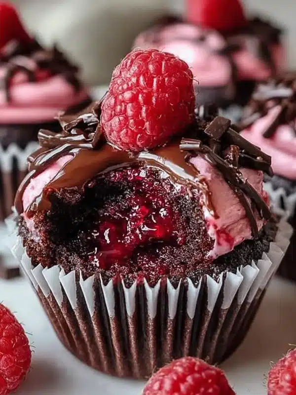 Raspberry Chocolate Lava Cupcakes