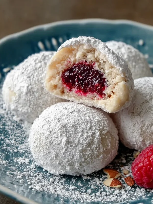 Raspberry-Filled Almond Snow Cookies