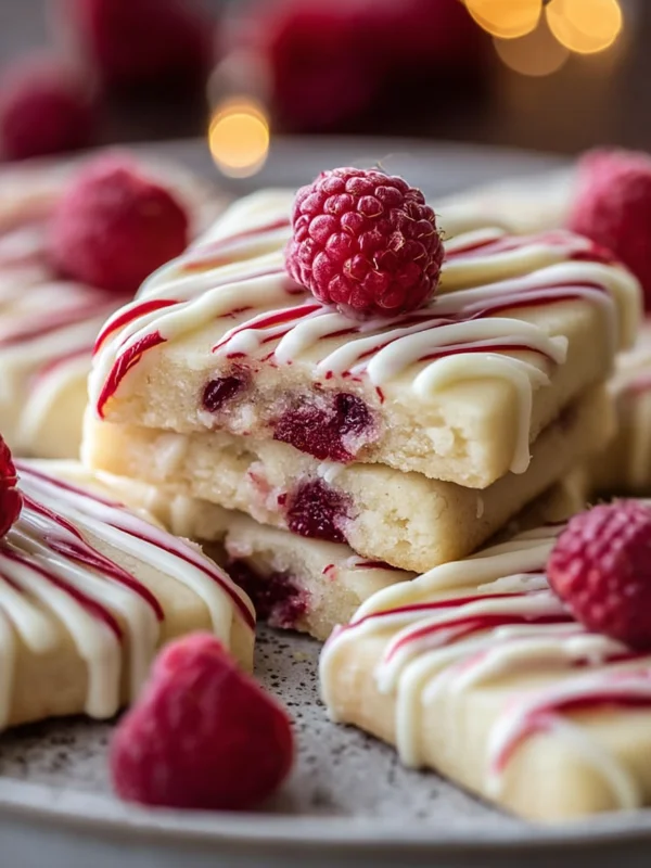 Raspberry Shortbread Cookies with White Chocolate Drizzle