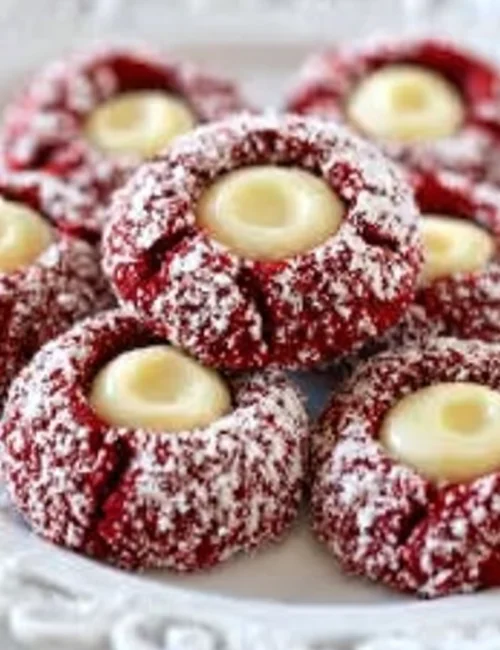 Red Velvet Cream Cheese Thumbprint Cookies