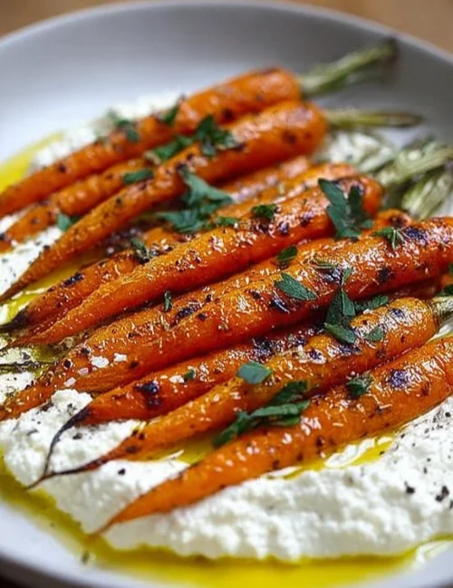 Roasted Carrots with Whipped Ricotta and Hot Honey