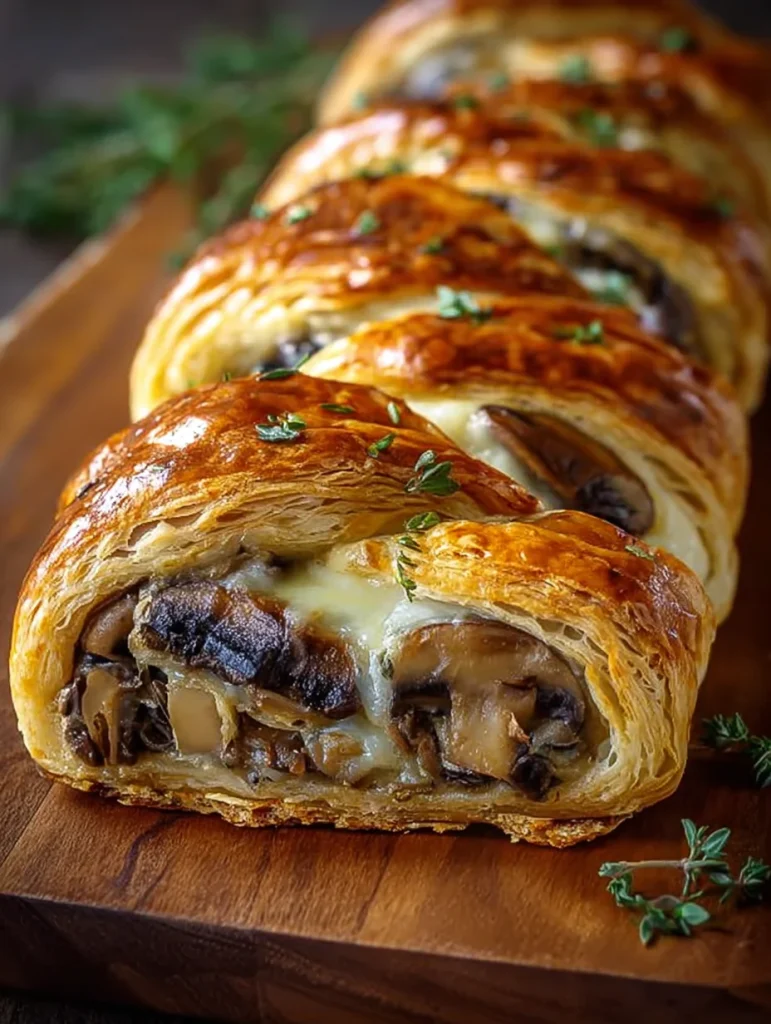 Savory Mushroom & Gruyère Puff Pastry Braid