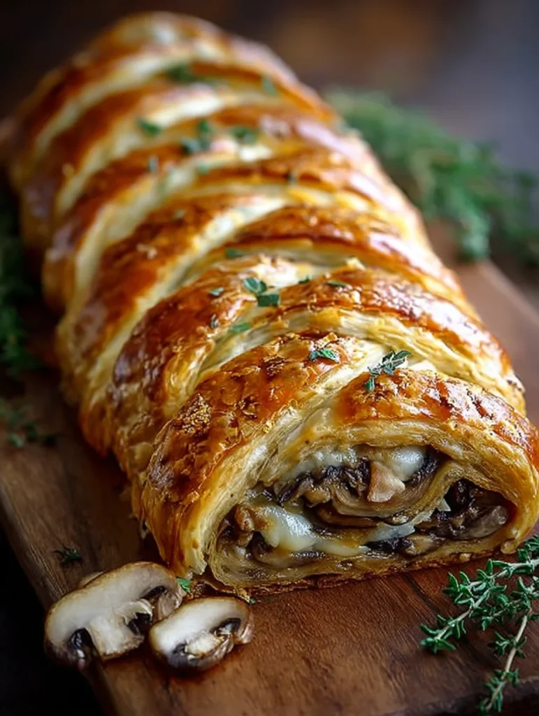 Savory Mushroom & Gruyère Puff Pastry Braid