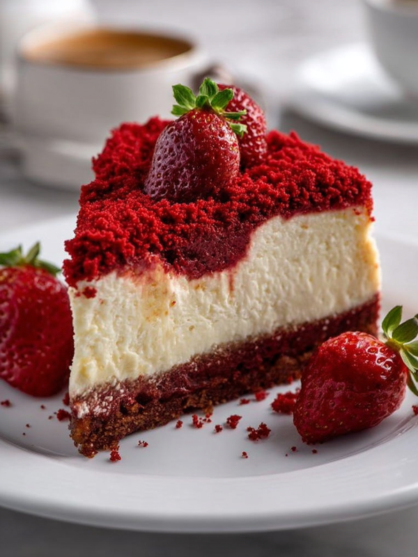 Strawberry Red Velvet Crunch Cheesecake