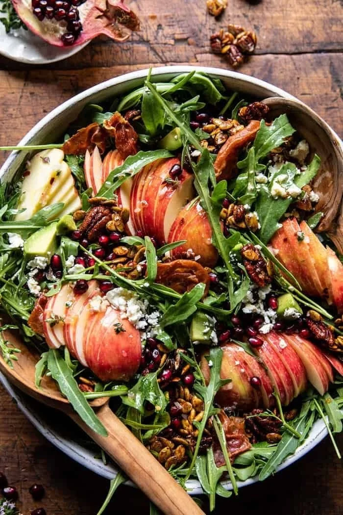 Autumn Harvest Apple Feta Salad featuring Honeycrisp apples and feta cheese