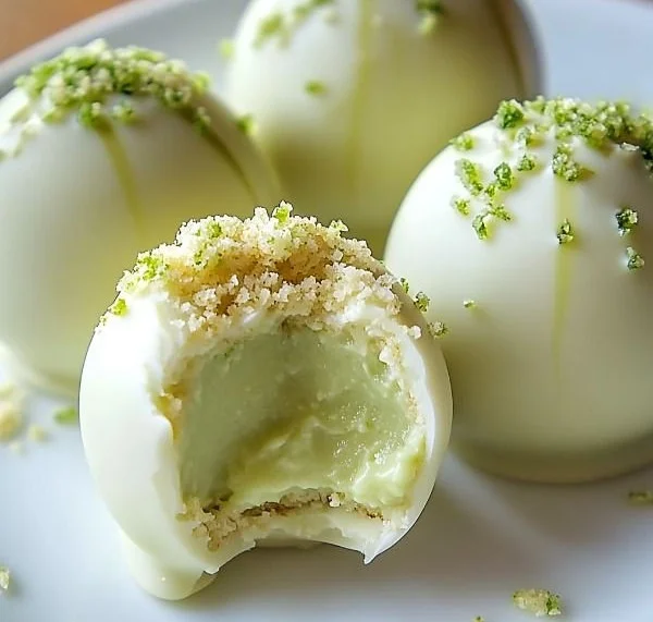 Key Lime Pie Truffles with lime zest and graham cracker crumbs