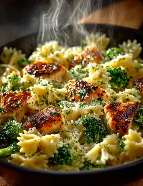 Cowboy Butter Lemon Bowtie Chicken with Broccoli