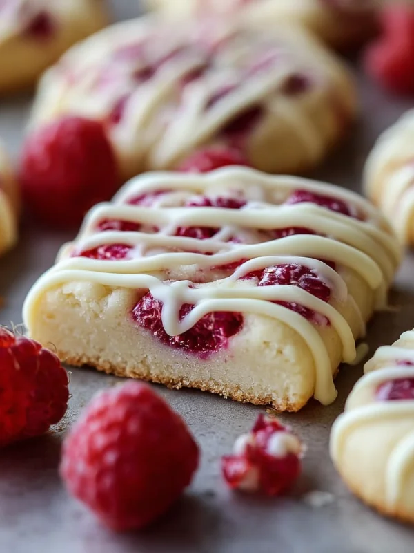 Raspberry Shortbread Cookies with White Chocolate Drizzle