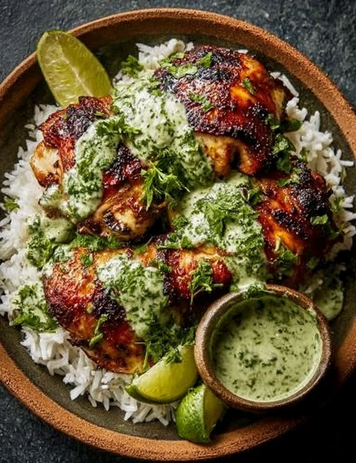 Peruvian Chicken with Creamy Green Sauce