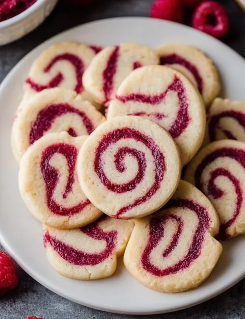 Buttery Shortbread Cookies with Raspberry Swirl
