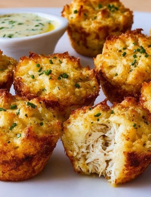 Crab Cake Bites with Lemon Chive Dipping Sauce Recipe