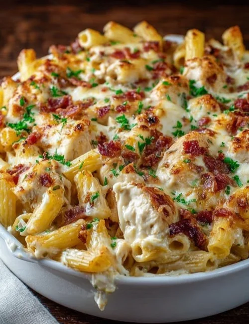 Creamy Chicken Bacon Ranch Pasta Bake