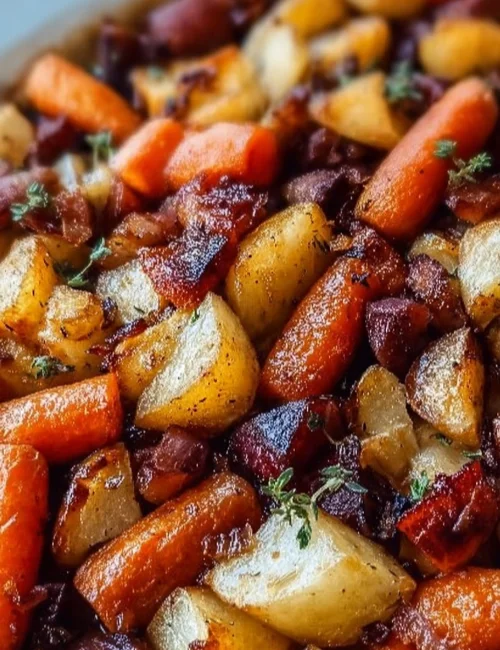 Maple Dijon Roasted Apples & Carrots