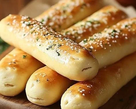 Homemade Olive Garden style breadsticks freshly baked and served warm