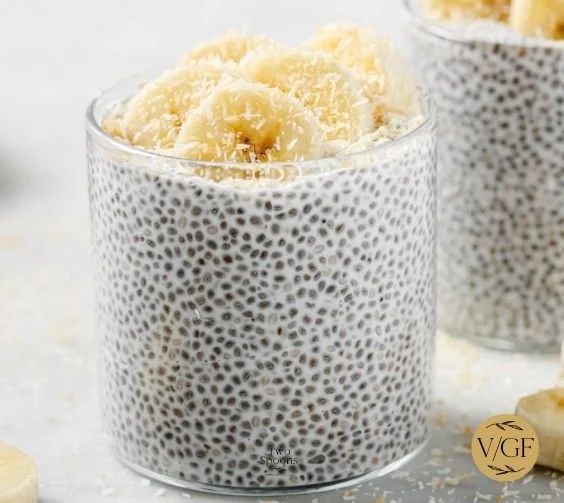 Creamy coconut milk chia pudding topped with fresh fruits