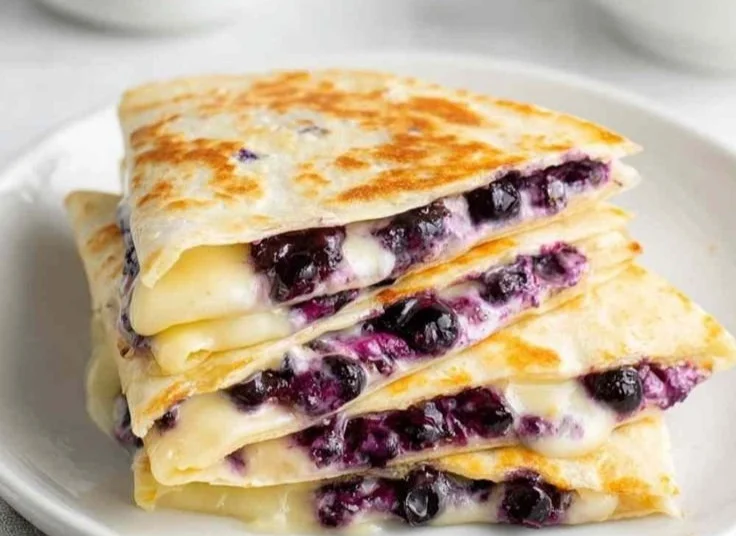 Blueberry Breakfast Quesadilla with fresh blueberries and cheese