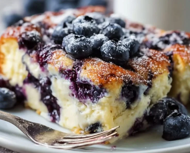 Delicious Blueberry Cottage Cheese Breakfast Bake served in a dish