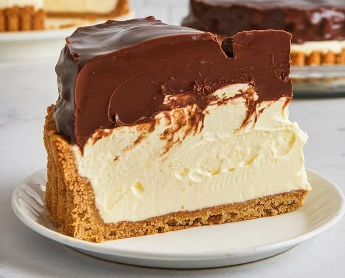 Delicious slice of Boston Cream Pie with chocolate glaze and custard filling