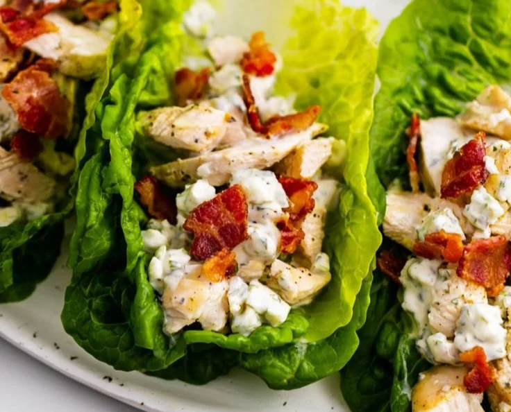 Chicken Bacon Ranch Lettuce Wraps recipe with bacon, chicken, and fresh lettuce