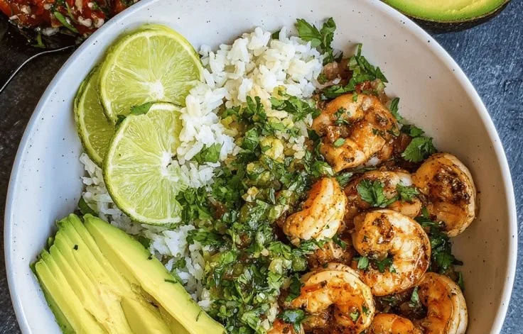 Delicious cilantro lime shrimp bowl with fresh ingredients and vibrant flavors