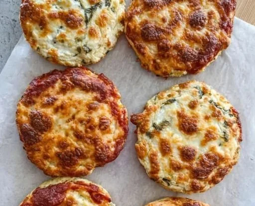 Cottage cheese pizza snacks served on a plate with fresh toppings