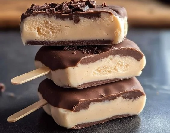 Frozen peanut butter yogurt bars topped with nuts and served on a plate