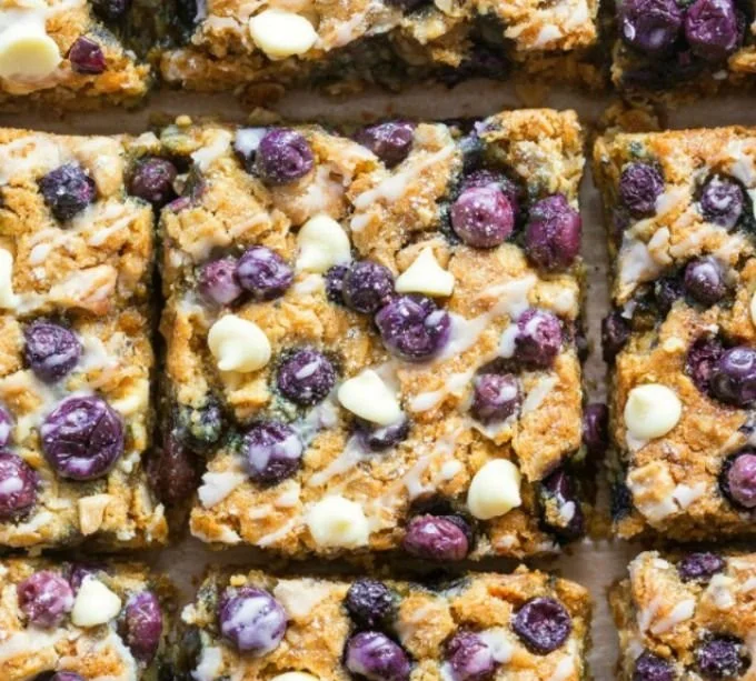 Healthy Blueberry Baked Oatmeal served in a bowl
