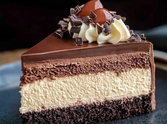 Delicious Italian Love Cake topped with powdered sugar and strawberries.