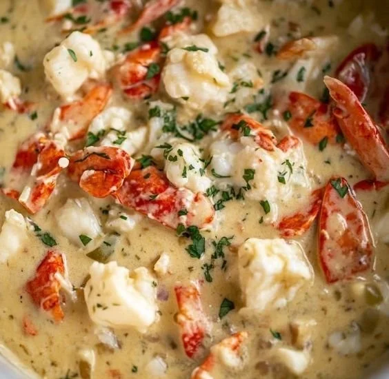 Delicious homemade lobster pot pie with flaky crust and creamy filling