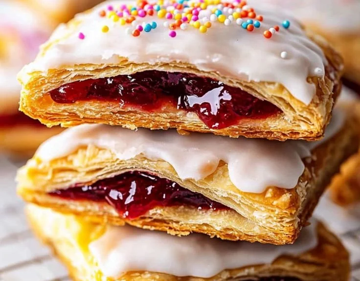 Homemade Protein Pop Tarts topped with icing and sprinkles