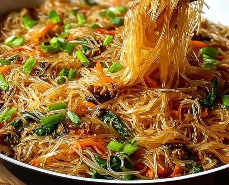Delicious and colorful Rice Noodle Stir-Fry with fresh vegetables and sauce