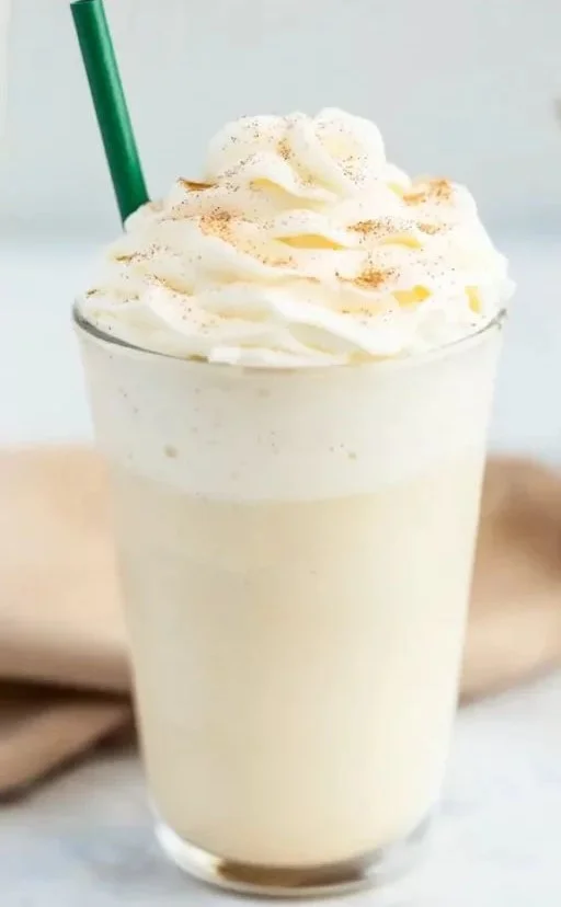 Delicious Vanilla Bean Frappuccino topped with whipped cream and vanilla sprinkles