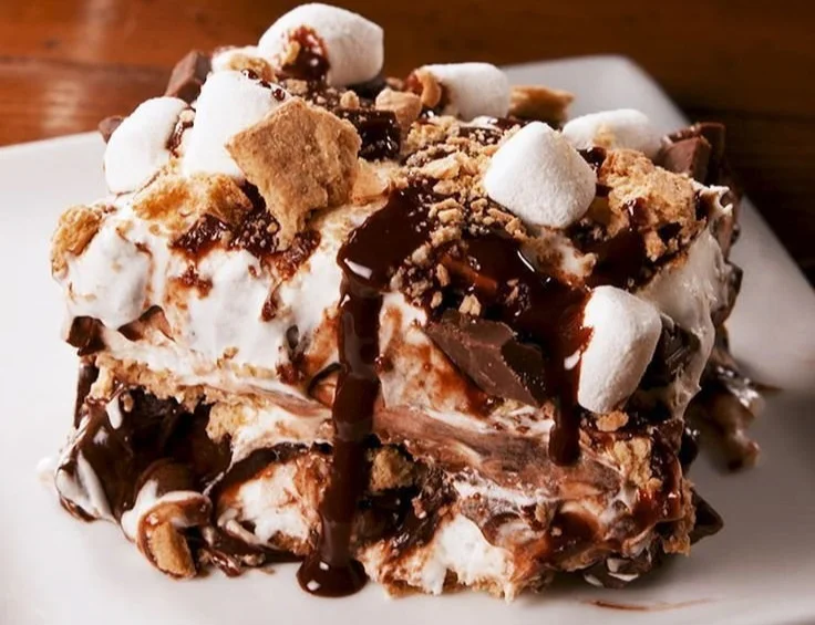 Delicious Waffle Cake with layers and toppings served on a plate