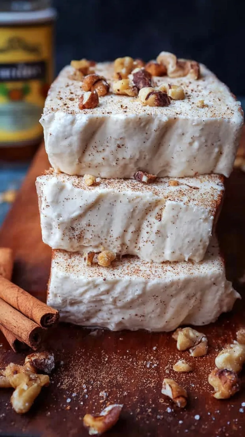 A thick slice of cinnamon pound cake showing the dark cinnamon sugar swirl inside a golden buttery crumb.