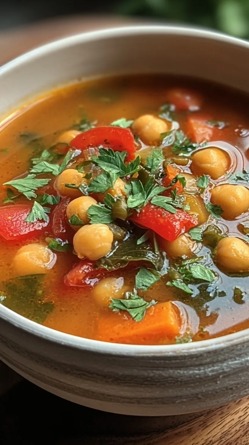A warm bowl of creamy yellow chickpea soup with fresh herbs and lemon.