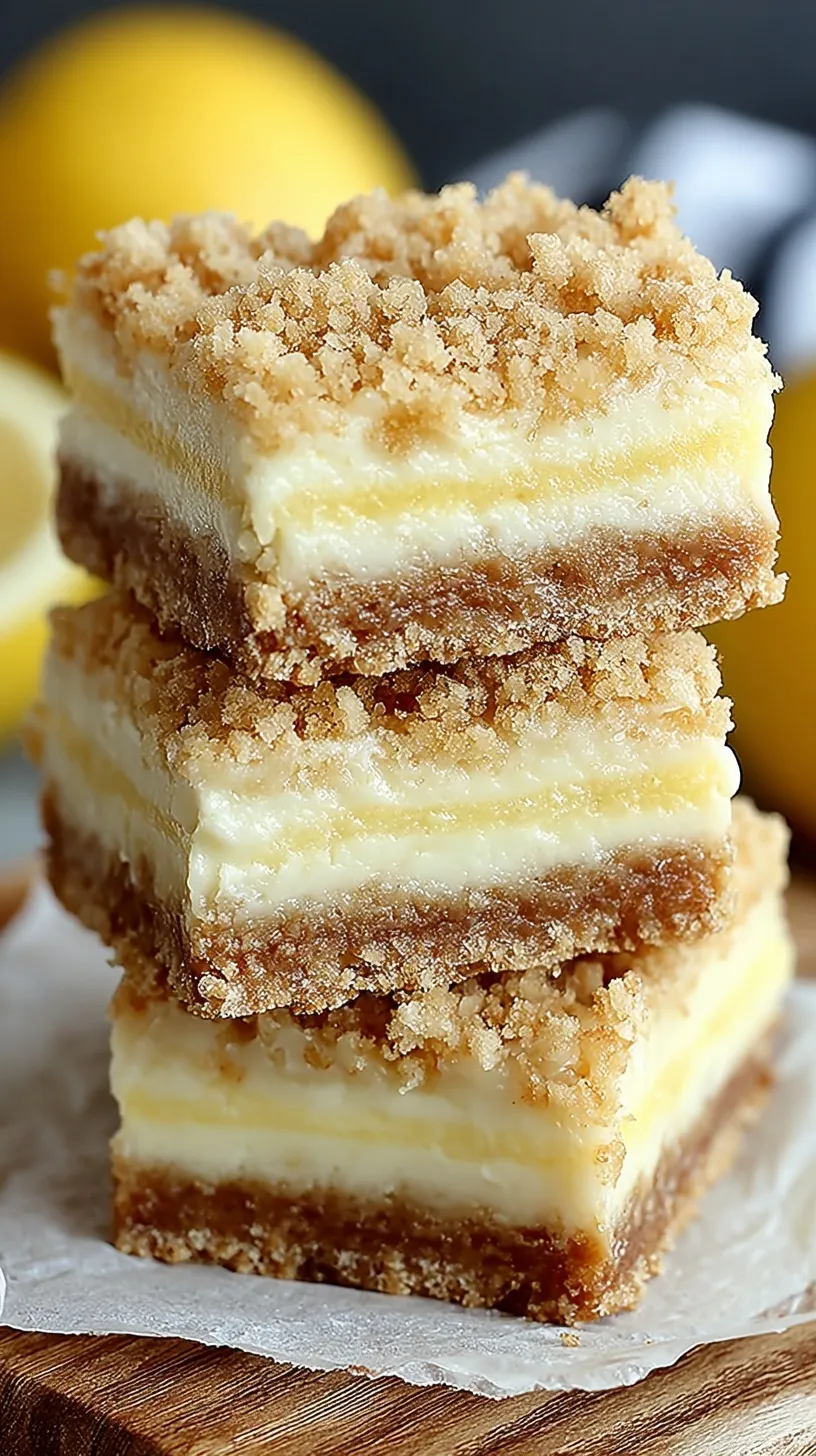 Golden brown lemon cheesecake crumb bars sliced on a platter with fresh lemon zest
