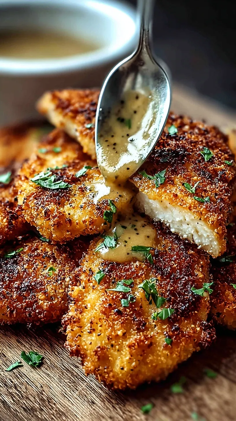 Golden brown Crispy Parmesan Chicken cutlets on a wire rack with lemon slices
