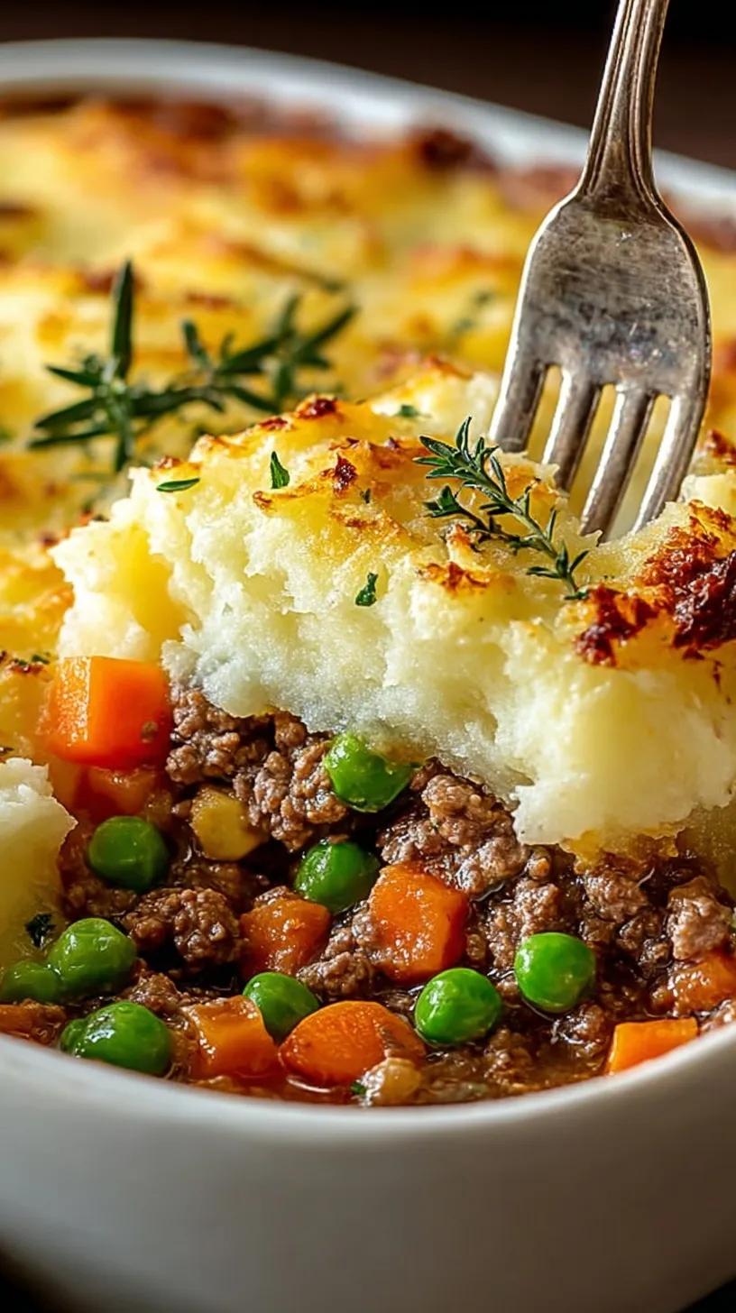 A golden-brown Easy Shepherd's Pie in a cast iron skillet with bubbling cheese and creamy potato peaks.